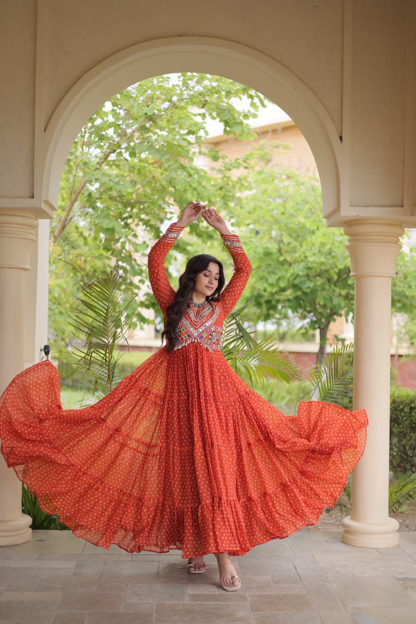Navratri Bandhani Kutchi Patchwork Gown