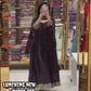 Designer Chinon Silk Party Wear Gown Set with Dupatta & Pant – Wine Brown