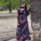 Floral Fox Georgette Anarkali Set with Dupatta – Black