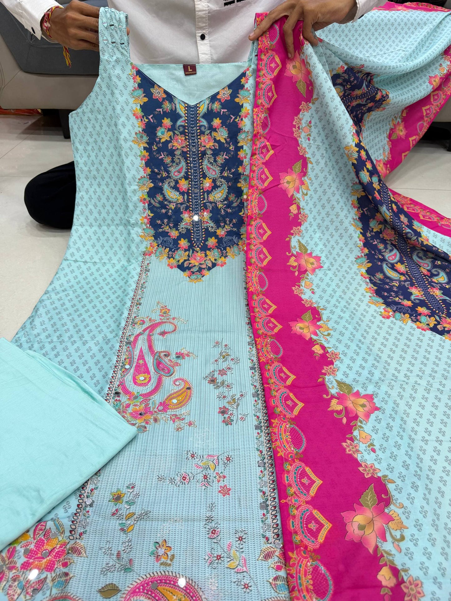Premium Berry Silk Sleeveless Kurta Pant & Dupatta Set with Designer Bracelet