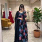 Floral Fox Georgette Anarkali Set with Dupatta – Black