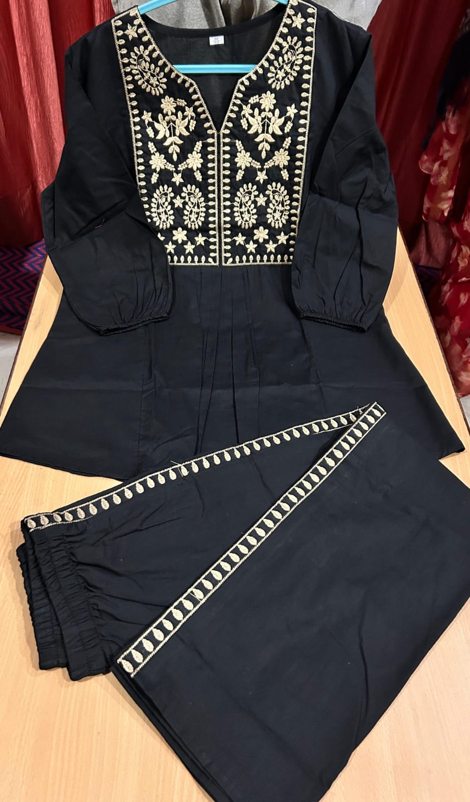 Cotton Embroidered Short Kurta Pant Set