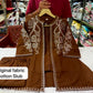 Premium Cotton Slub Embroidered 3-Piece Set for Women | Jacket, Inner & Trousers