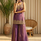 Purple Fendy Satin Embroidered Kurta Palazzo Set with Dupatta