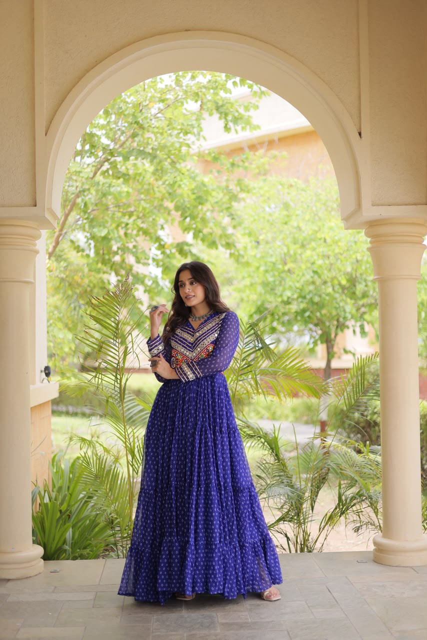 Navratri Bandhani Kutchi Patchwork Gown