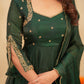 Emerald Green Sparkling Georgette Anarkali Gown | Velora