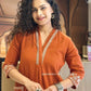 Women's Cotton Slub Embroidered Kurta Pant Set | Office & Casual Wear | V-neck