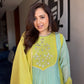 Pure Mul Chanderi Embroidered 3-Piece Suit Set with Banarasi Dupatta