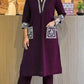 Women's Cotton Slub Embroidered Kurta Pant Set | Office & Casual Wear | V-neck