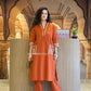 Women's Cotton Slub Embroidered Kurta Pant Set | Office & Casual Wear | V-neck