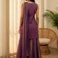 Purple Fendy Satin Embroidered Kurta Palazzo Set with Dupatta