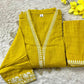 Women's Cotton Slub Embroidered Kurta Pant Set | Office & Casual Wear | V-neck