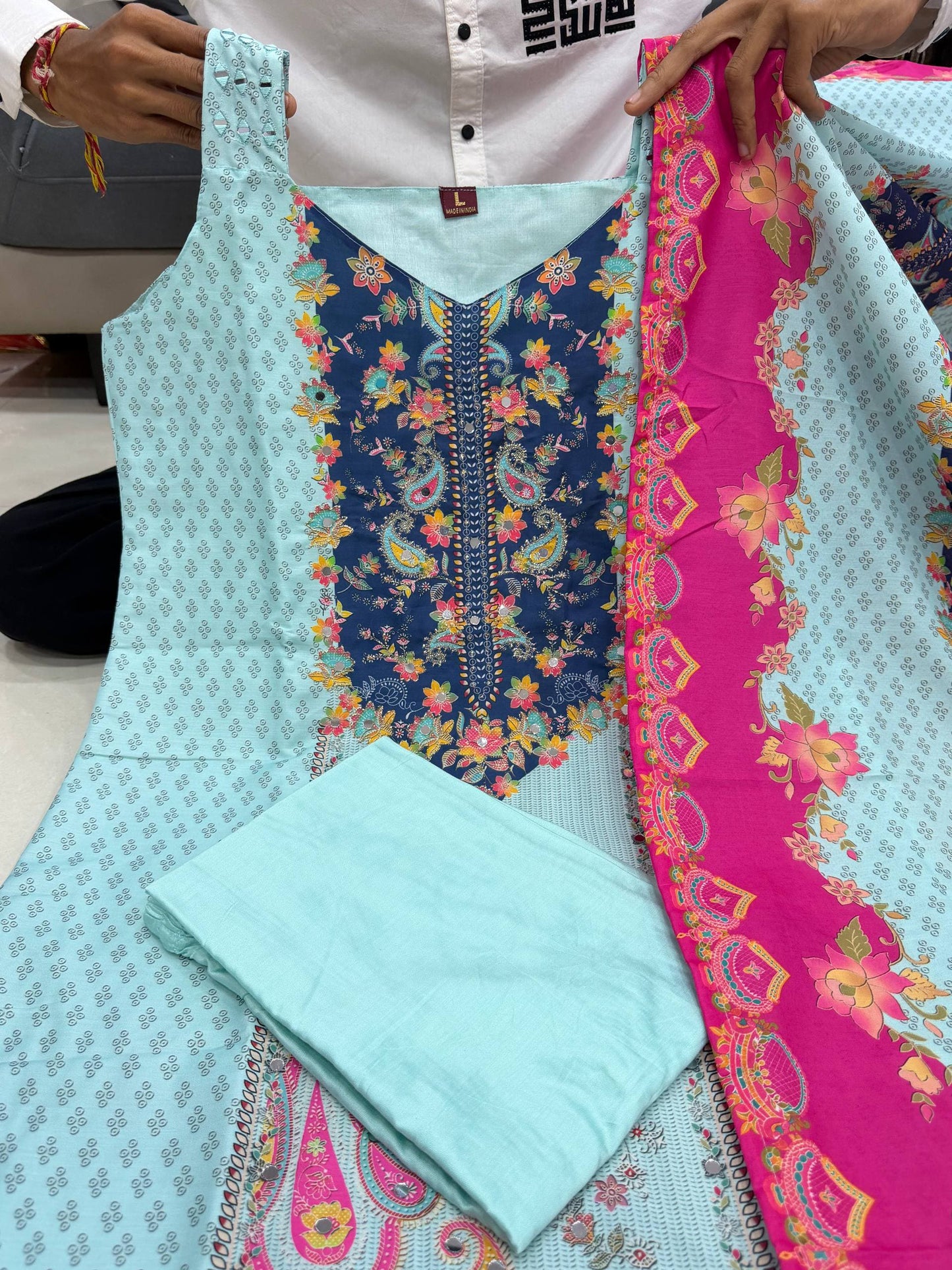 Premium Berry Silk Sleeveless Kurta Pant & Dupatta Set with Designer Bracelet