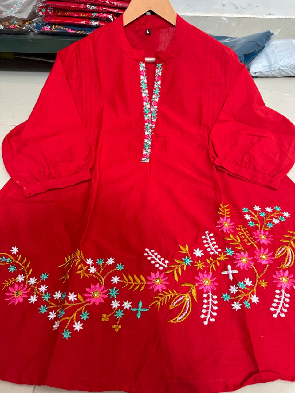 Pure Cotton Embroidered Co-ord Set for Women | Kurti & Pant | Floral Embroidery | Casual & Festive Wear