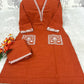 Women's Cotton Slub Embroidered Kurta Pant Set | Office & Casual Wear | V-neck