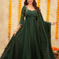 Emerald Green Sparkling Georgette Anarkali Gown | Velora