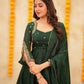 Emerald Green Sparkling Georgette Anarkali Gown | Velora