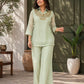 Festive Shimmer Organza Tissue Silk Co-Ord Set with Heavy Handwork Yoke