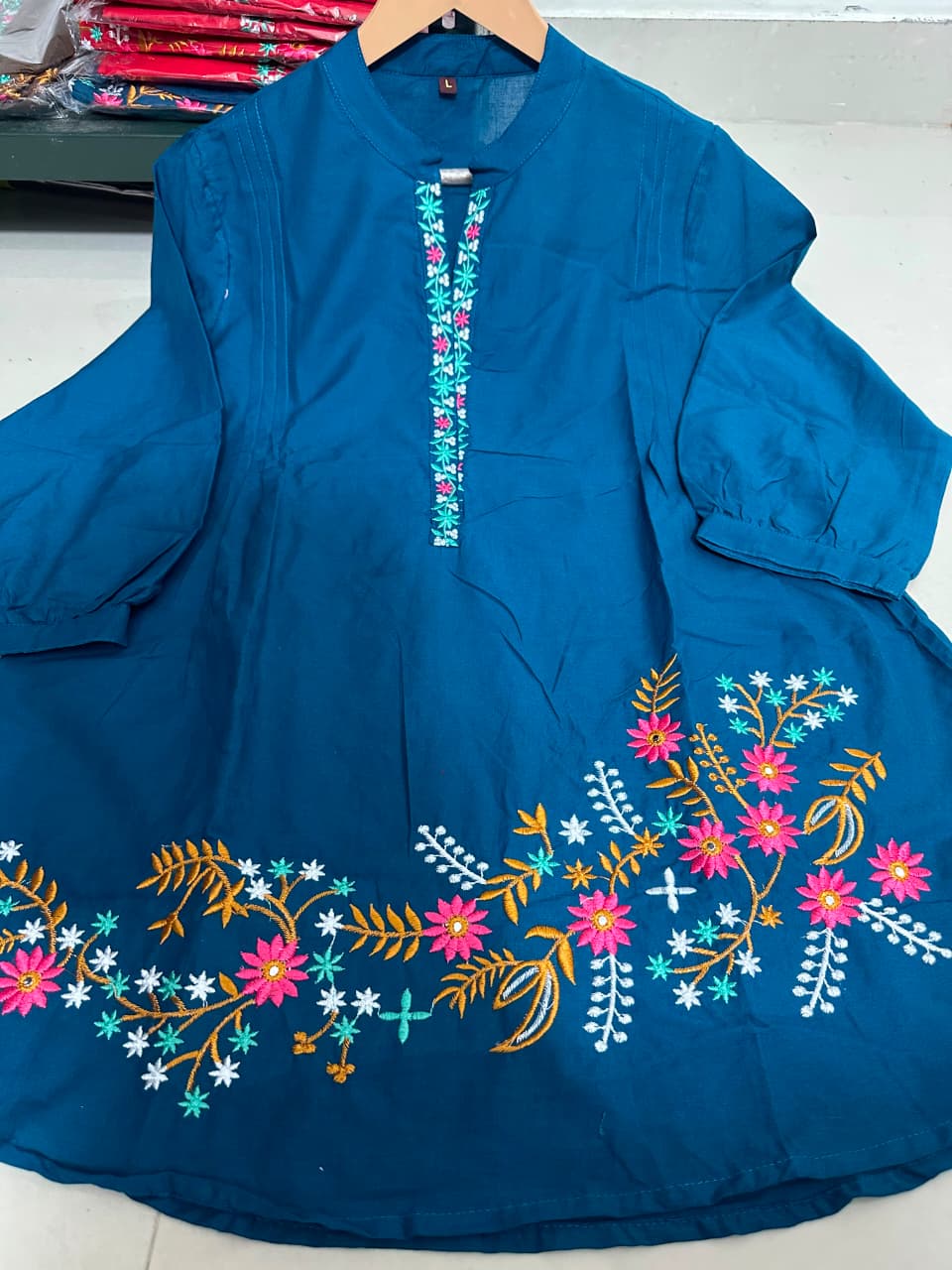 Pure Cotton Embroidered Co-ord Set for Women | Kurti & Pant | Floral Embroidery | Casual & Festive Wear
