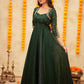 Emerald Green Sparkling Georgette Anarkali Gown | Velora