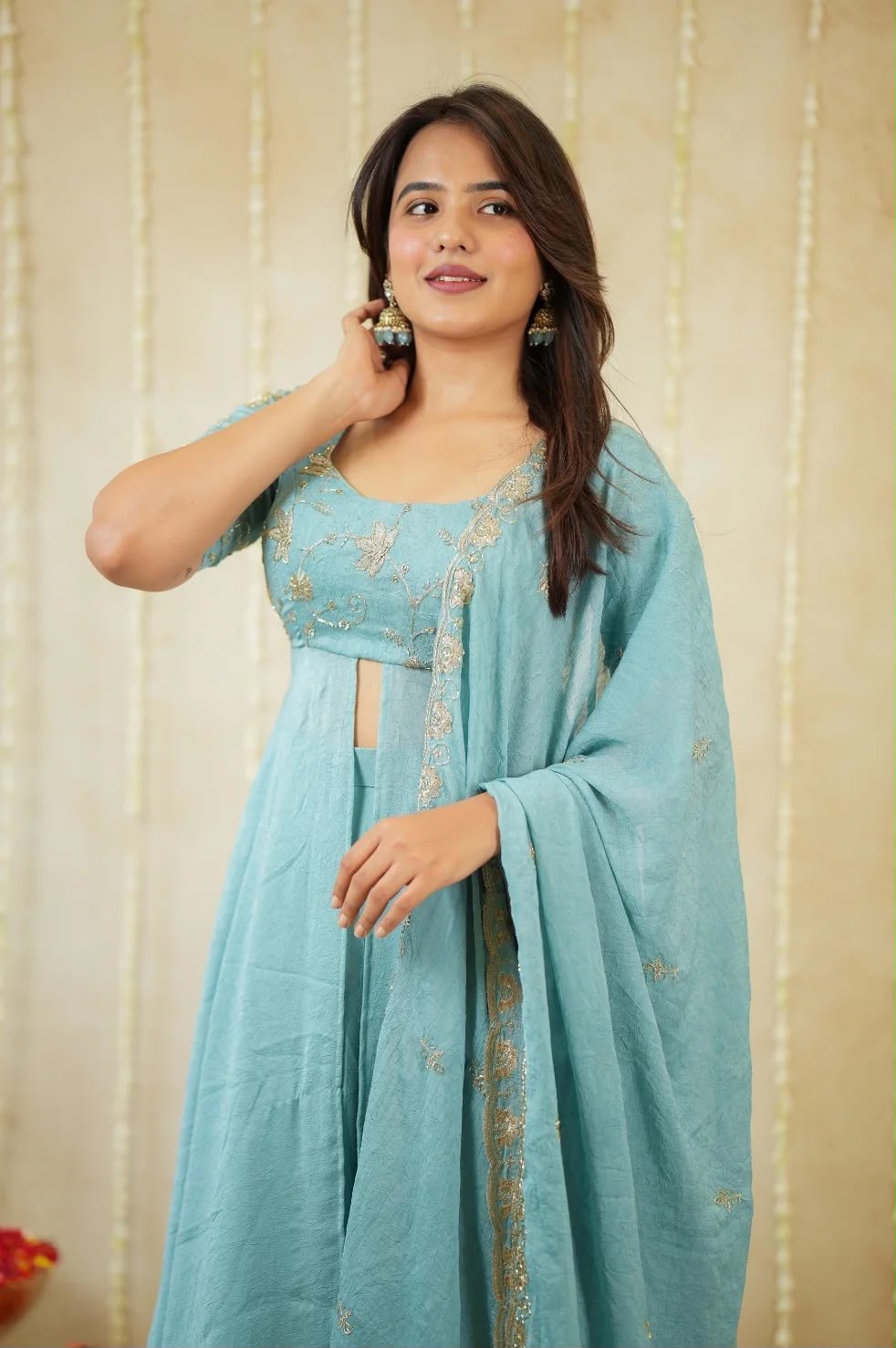 ATHIYA Blue Festive Embroidered Suit Set for Women | Rangoli Crush