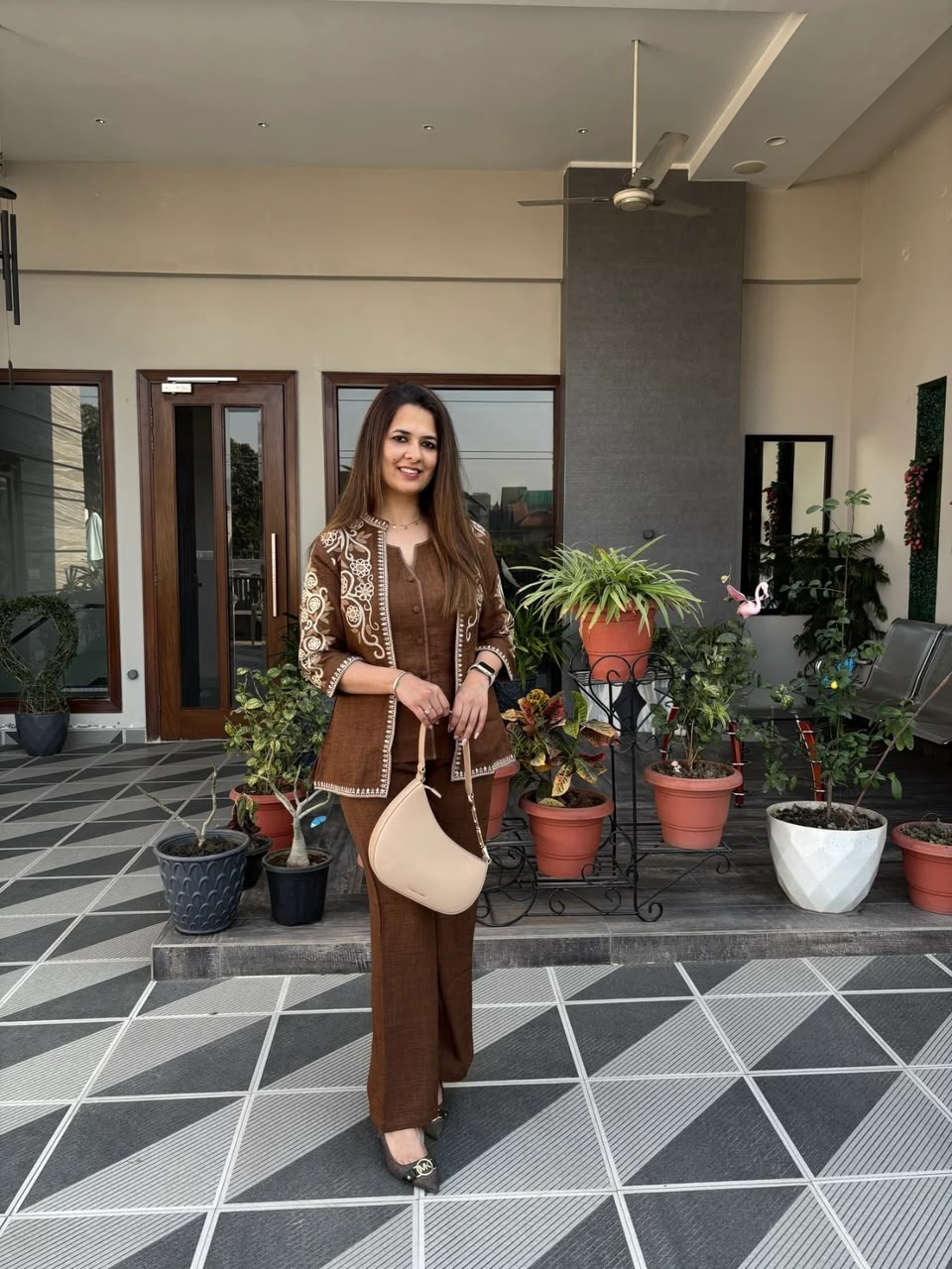 Premium Cotton Slub Embroidered 3-Piece Set for Women | Jacket, Inner & Trousers