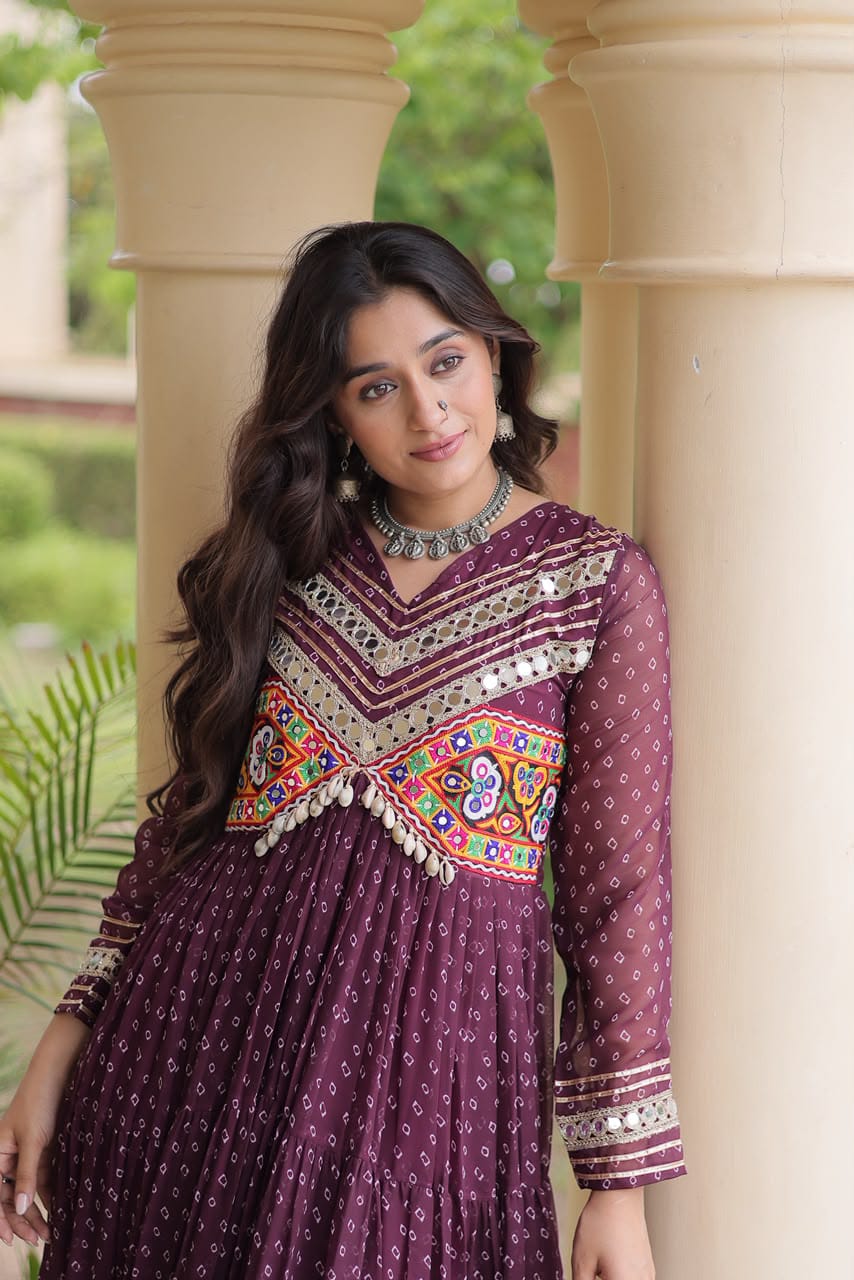Navratri Bandhani Kutchi Patchwork Gown