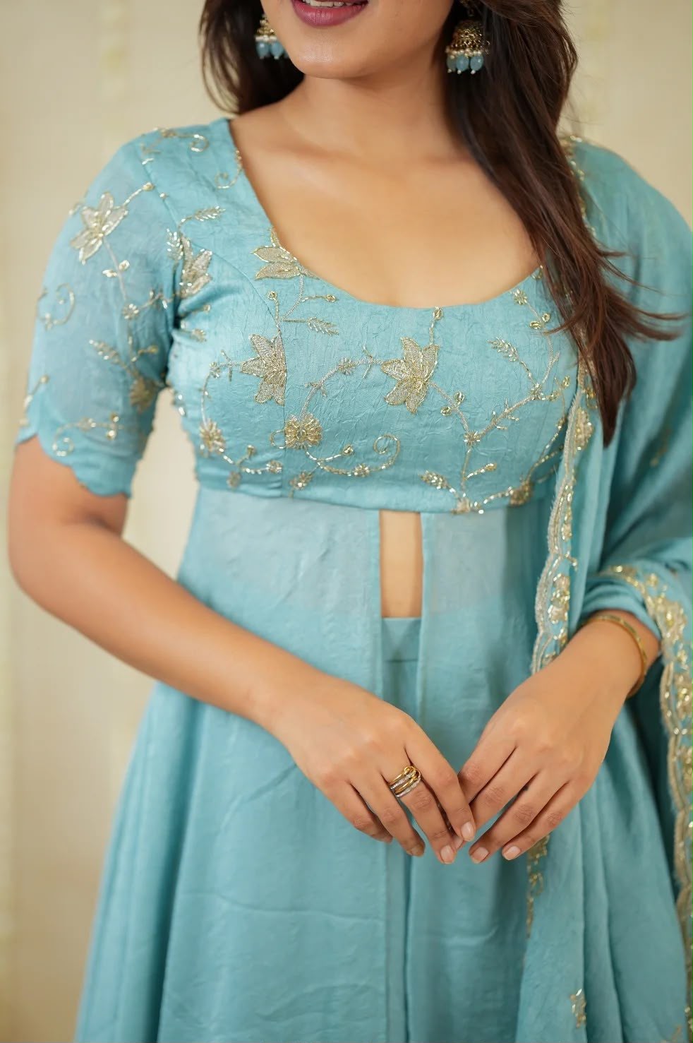 ATHIYA Blue Festive Embroidered Suit Set for Women | Rangoli Crush