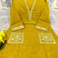 Women's Cotton Slub Embroidered Kurta Pant Set | Office & Casual Wear | V-neck