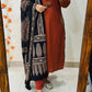 Premium Dhabu Cotton A-Line Kurta Set with Ajrakh Dupatta & Embroidery | Women's Ethnic Wear