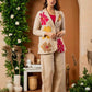 Premium Cotton Flax Embroidered 3-Piece Co-Ord Set for Women | Blazer, Inner & Pants