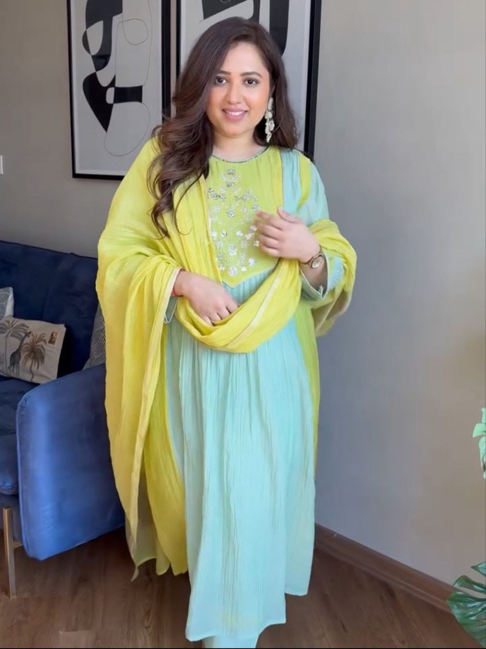Pure Mul Chanderi Embroidered 3-Piece Suit Set with Banarasi Dupatta