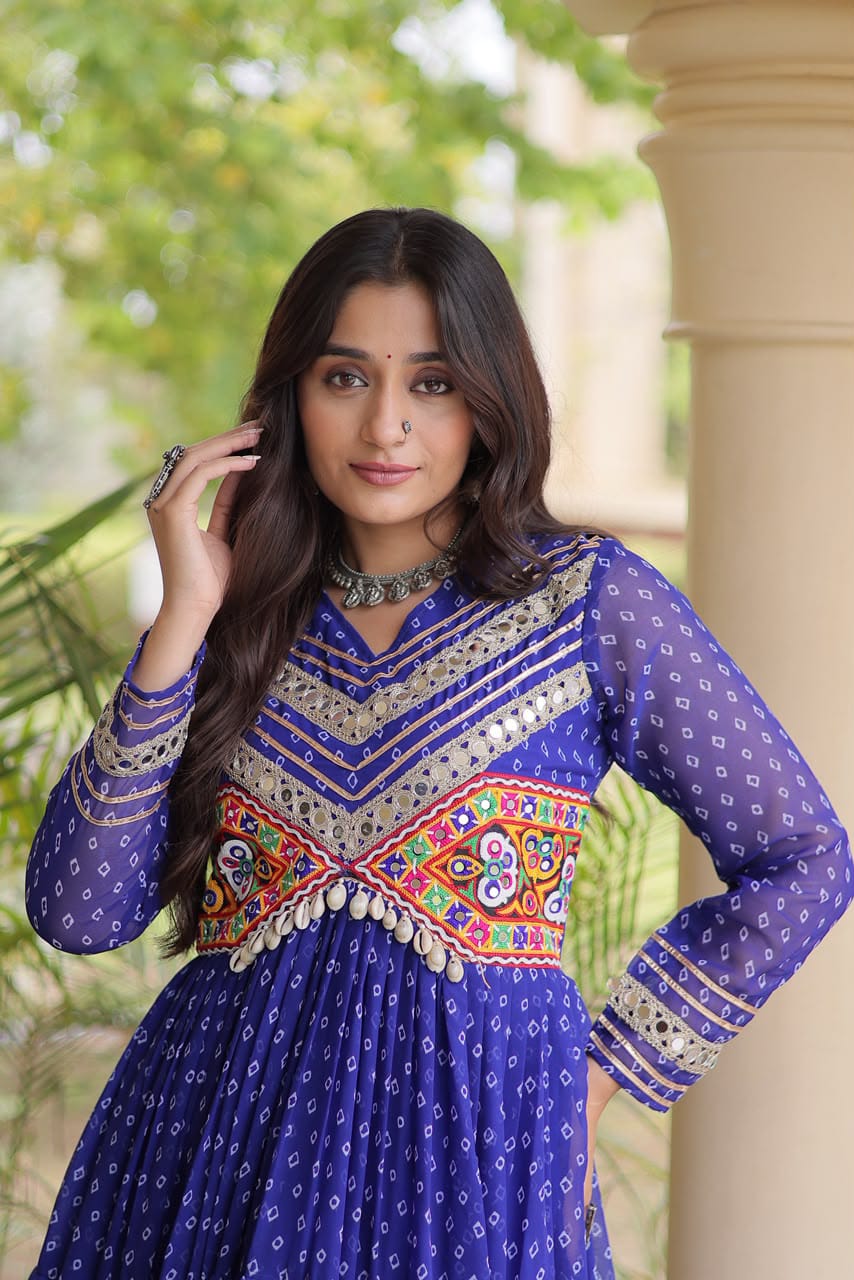 Navratri Bandhani Kutchi Patchwork Gown