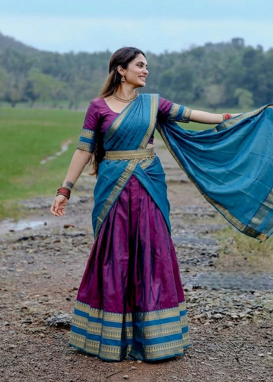 Narayan Pattu Silk Lehenga Choli Set with Dupatta & Belt | Festive & Wedding Wear for Women
