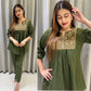 Cotton Embroidered Short Kurta Pant Set
