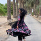 Floral Fox Georgette Anarkali Set with Dupatta – Black