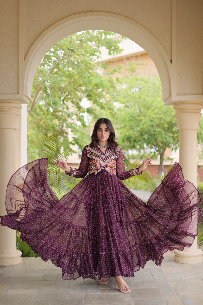 Navratri Bandhani Kutchi Patchwork Gown