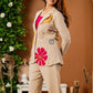 Premium Cotton Flax Embroidered 3-Piece Co-Ord Set for Women | Blazer, Inner & Pants