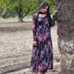 Floral Fox Georgette Anarkali Set with Dupatta – Black