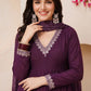 Women's Vichitra Embroidered Kurta Set with Chanderi Printed Dupatta