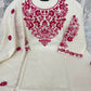 Pure Khadi Cotton Embroidered Kurta Pant Set with Full Dupatta for Women | Off White & Rust | Premium Ethnic Wear