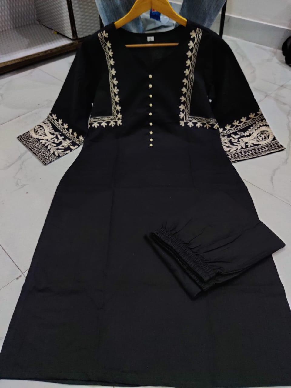 Premium Cotton Aari Work Kurta Palazzo Set for Women | Festive Embroidered Co-Ord Set