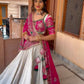 Navratri Special Pink & Ivory Embroidered Lehenga Choli Set with Dupatta