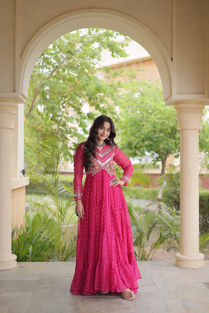 Navratri Bandhani Kutchi Patchwork Gown