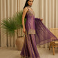 Purple Fendy Satin Embroidered Kurta Palazzo Set with Dupatta